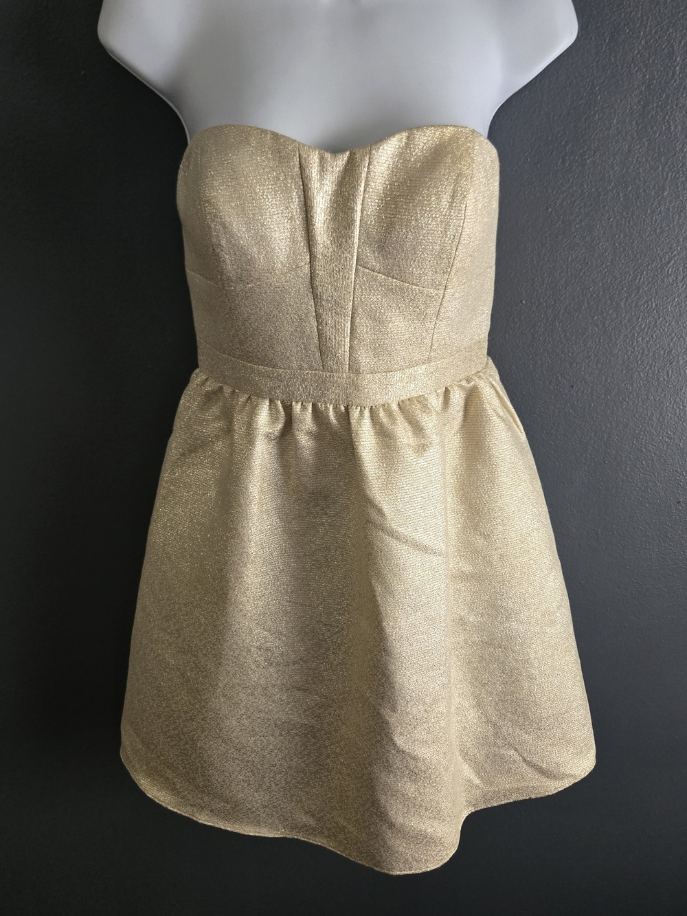 Aidan Mattox Strapless Gold Shimmer Metallic Glam Party Barbiecore Dress 6